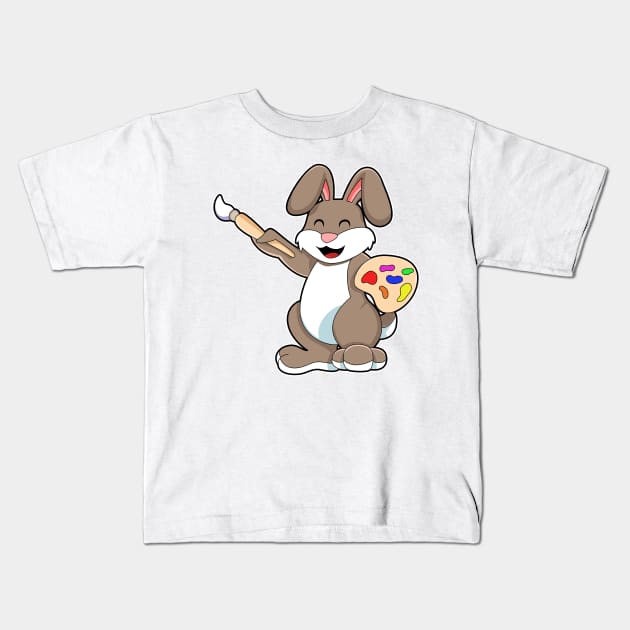 Rabbit as Painter with Brush & Paint Kids T-Shirt by Markus Schnabel